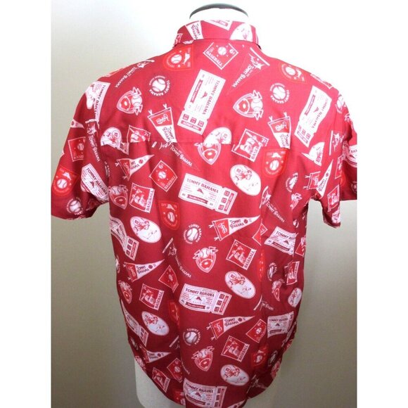 Tommy Bahama Men's SS Big Hitter Baseball Button Up Shirt Chili Pepper Red NWT - Picture 2 of 8